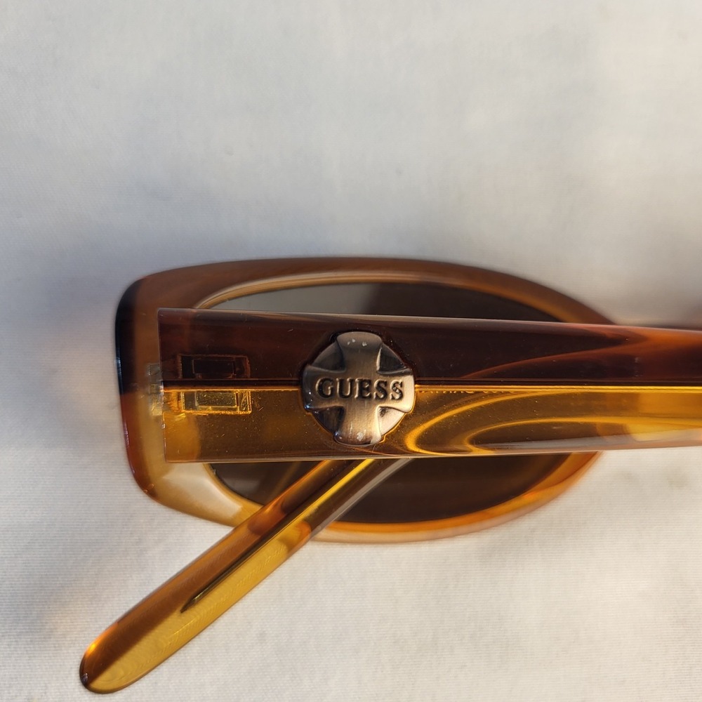 Vintage Guess Rectangle Small Womens Brown Tan Sunglasses Frames GU 6106 Y2K